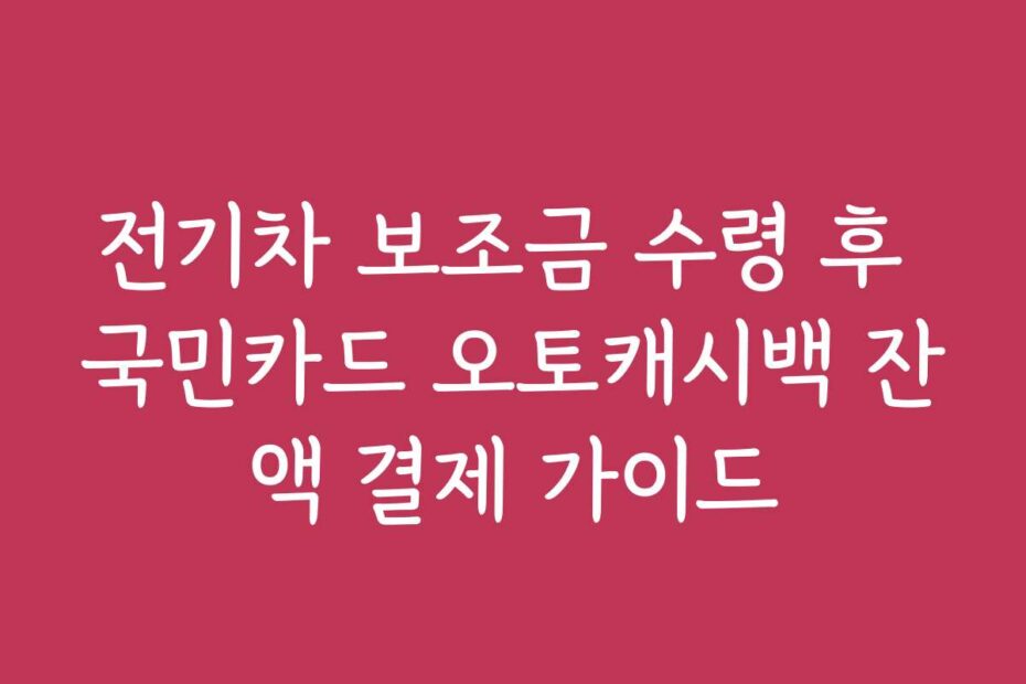 전기차 보조금 수령 후 국민카드 오토캐시백 잔액 결제 가이드