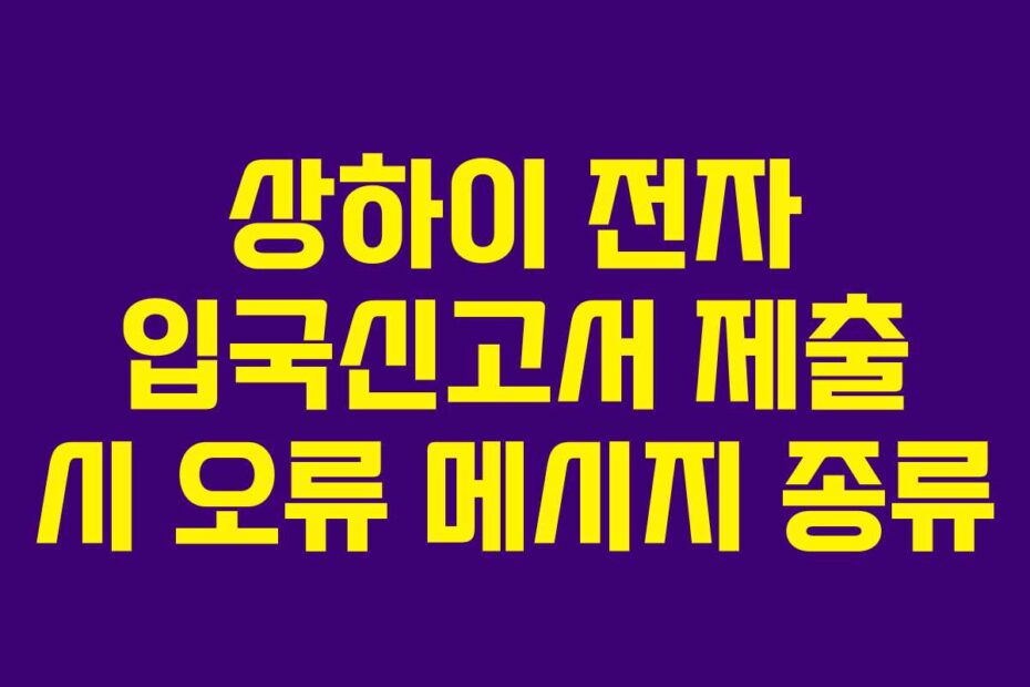 상하이 전자 입국신고서 제출 시 오류 메시지 종류