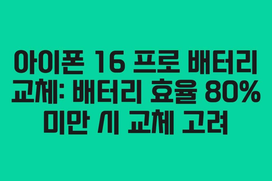 아이폰 16 프로 배터리 교체: 배터리 효율 80% 미만 시 교체 고려